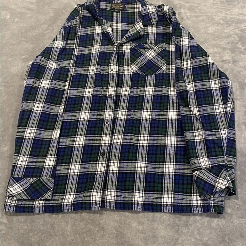 Pendleton Men's Long Sleeve Button Up Shirt Blue Green Plaid Size Large - Picture 1 of 5
